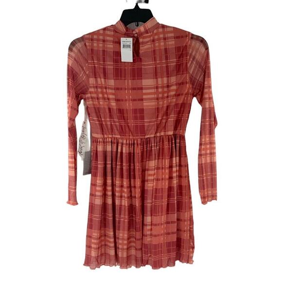 Taylor & Sage Plaid Print Long Sleeves Mesh Lined Dress Size Medium Mock Neck - Picture 2 of 9